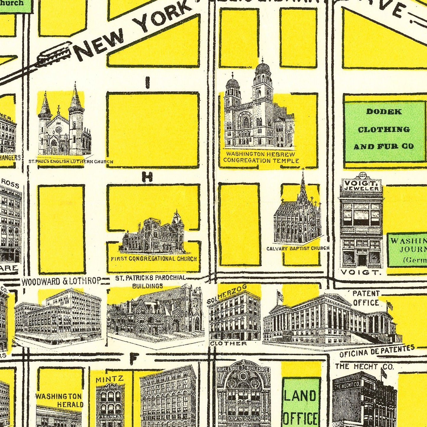 Vintage Map of Washington, DC, 1919