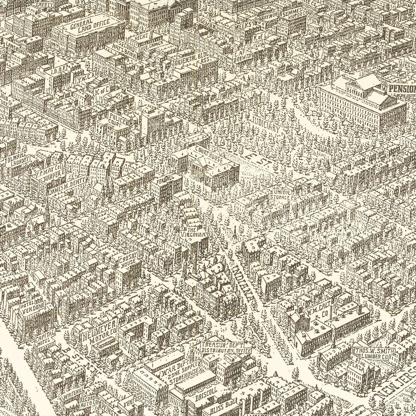 Vintage Map of Washington, DC, 1923