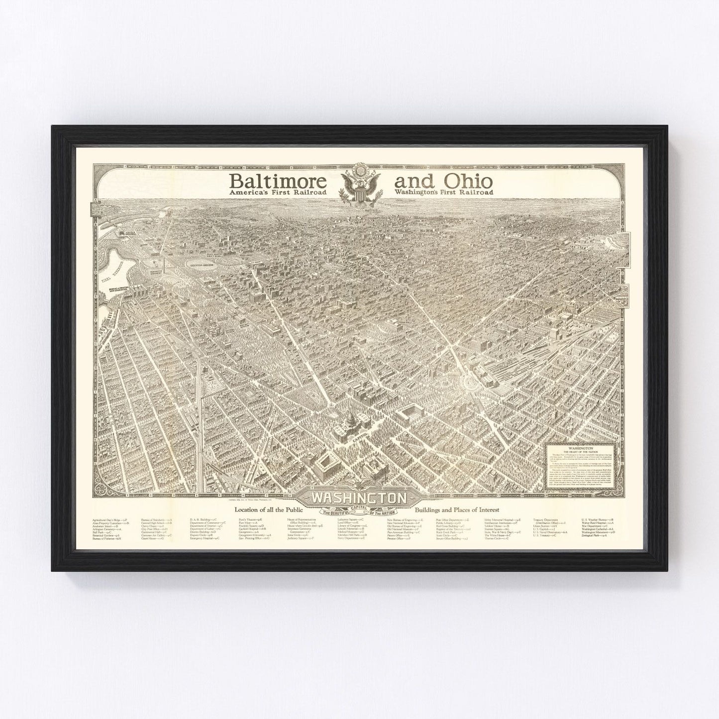 Vintage map of Washington, DC, 1923, early 1920s capital, digitally restored