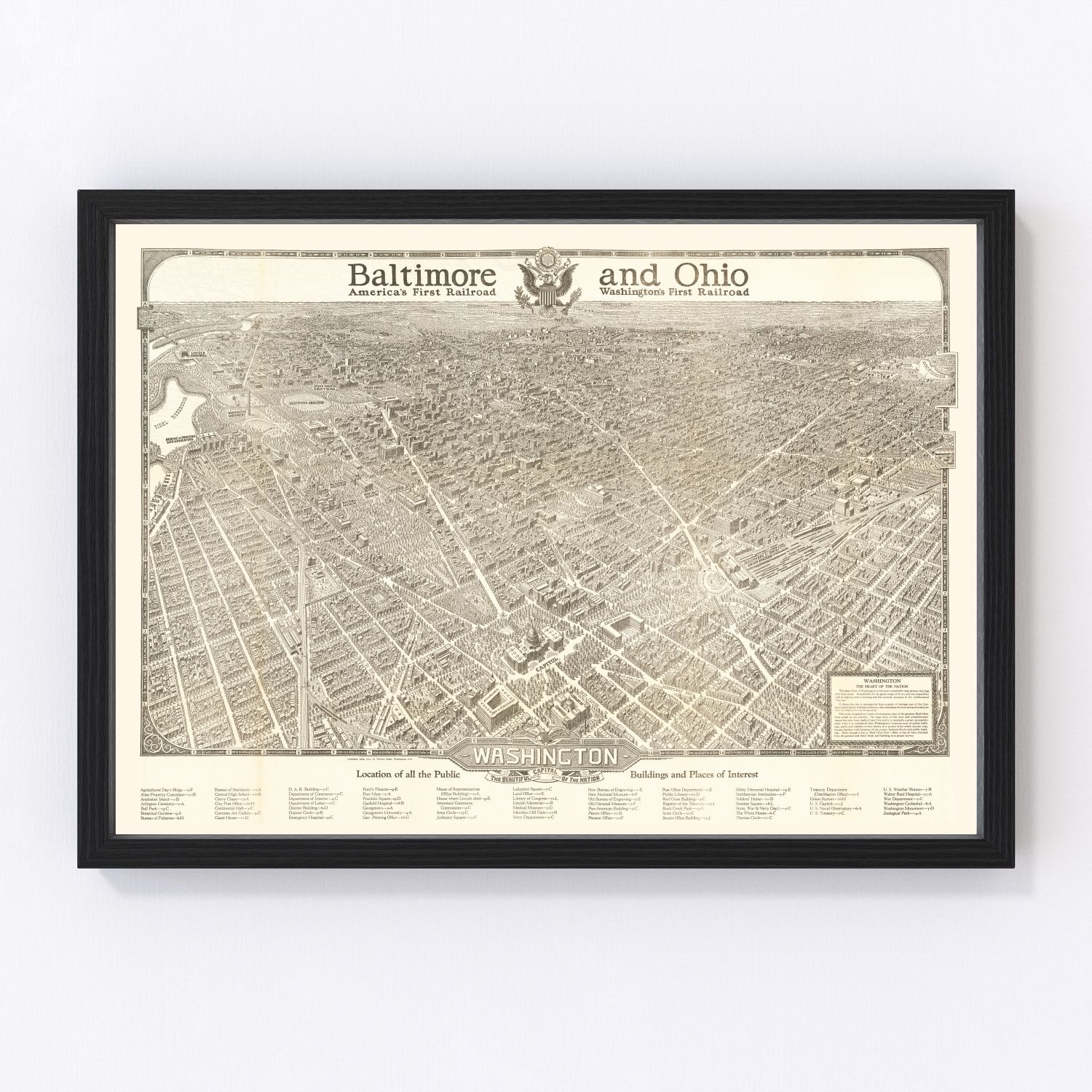 Vintage map of Washington, DC, 1923, early 1920s capital, digitally restored