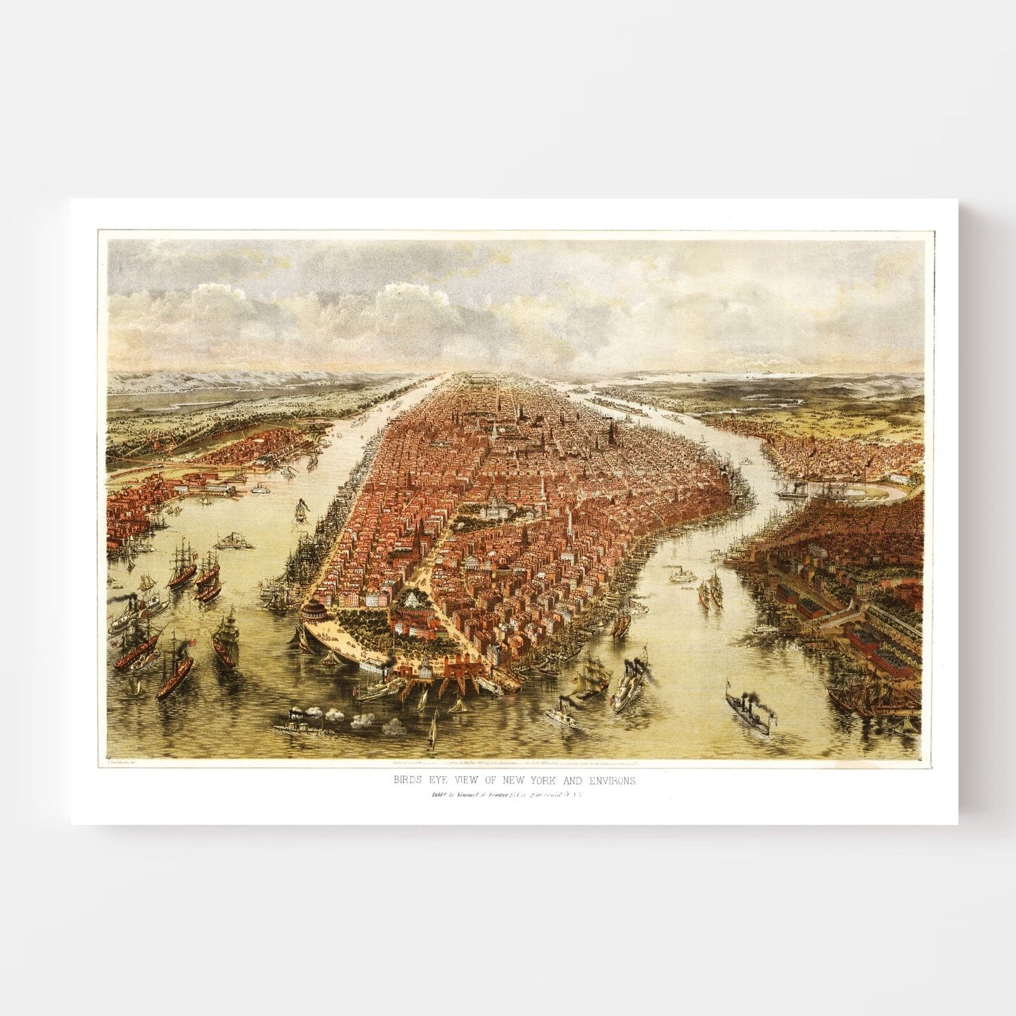 Vintage Map of New York City, 1865