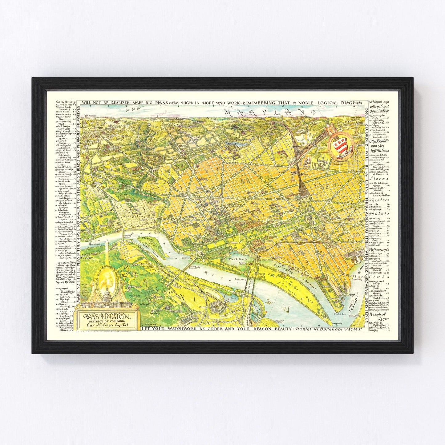 Vintage map of Washington, DC, 1948, postwar capital, digitally restored
