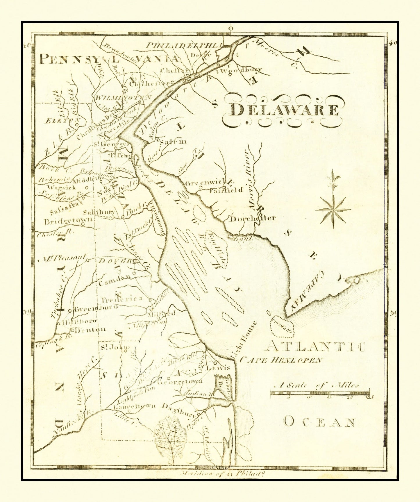 Vintage Map of Delaware, 1795 (Edition III)