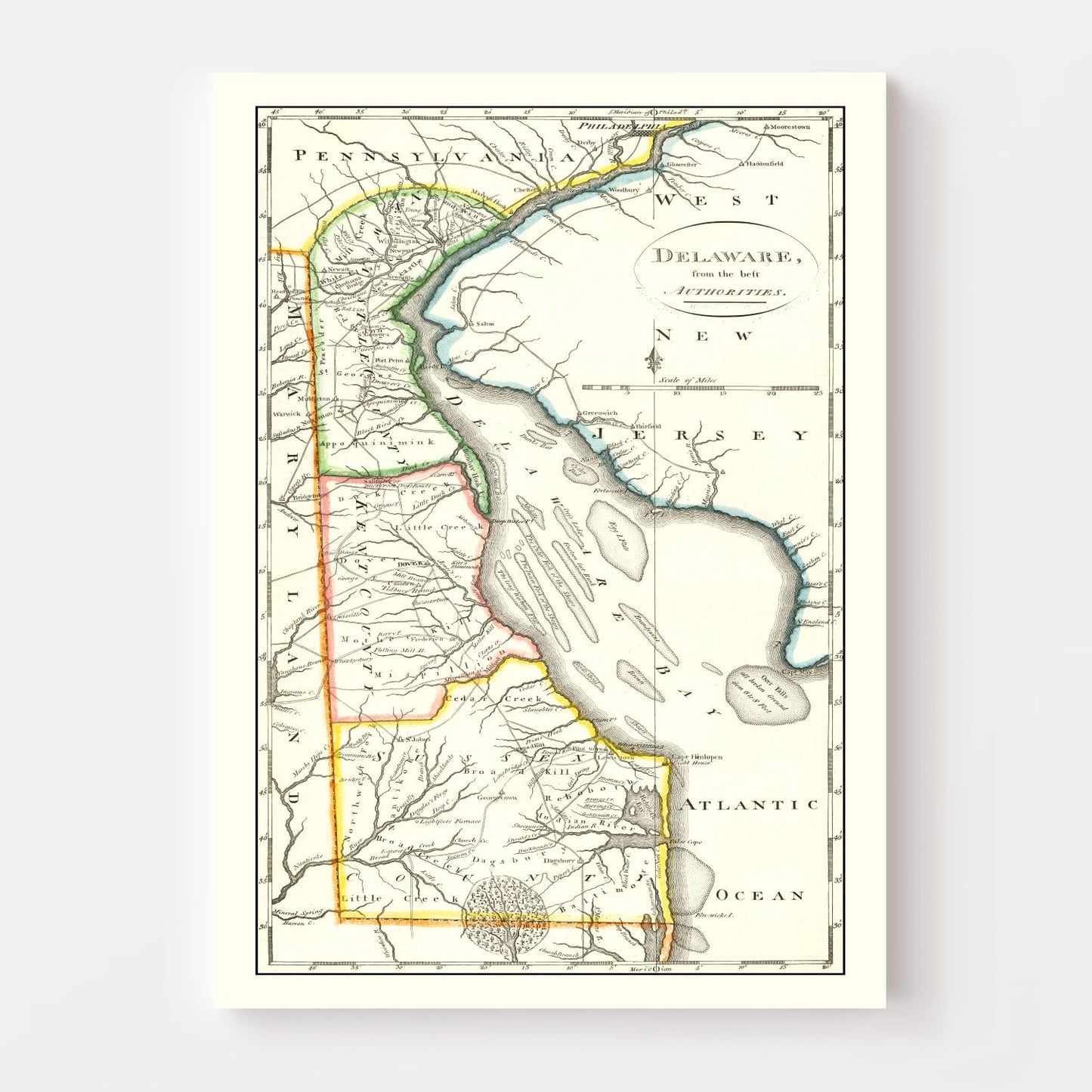 Vintage Map of Delaware, 1814