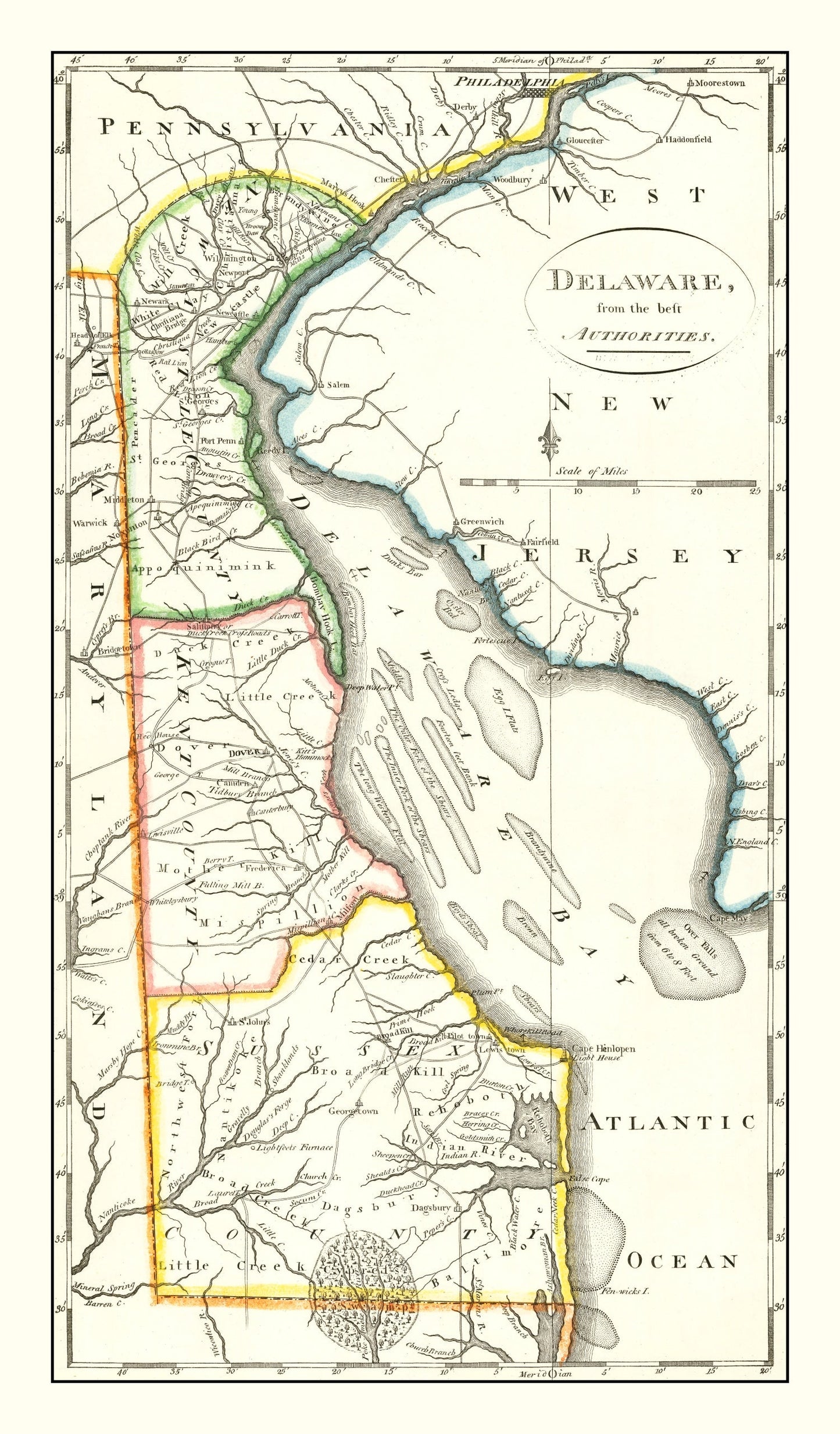 Vintage Map of Delaware, 1814