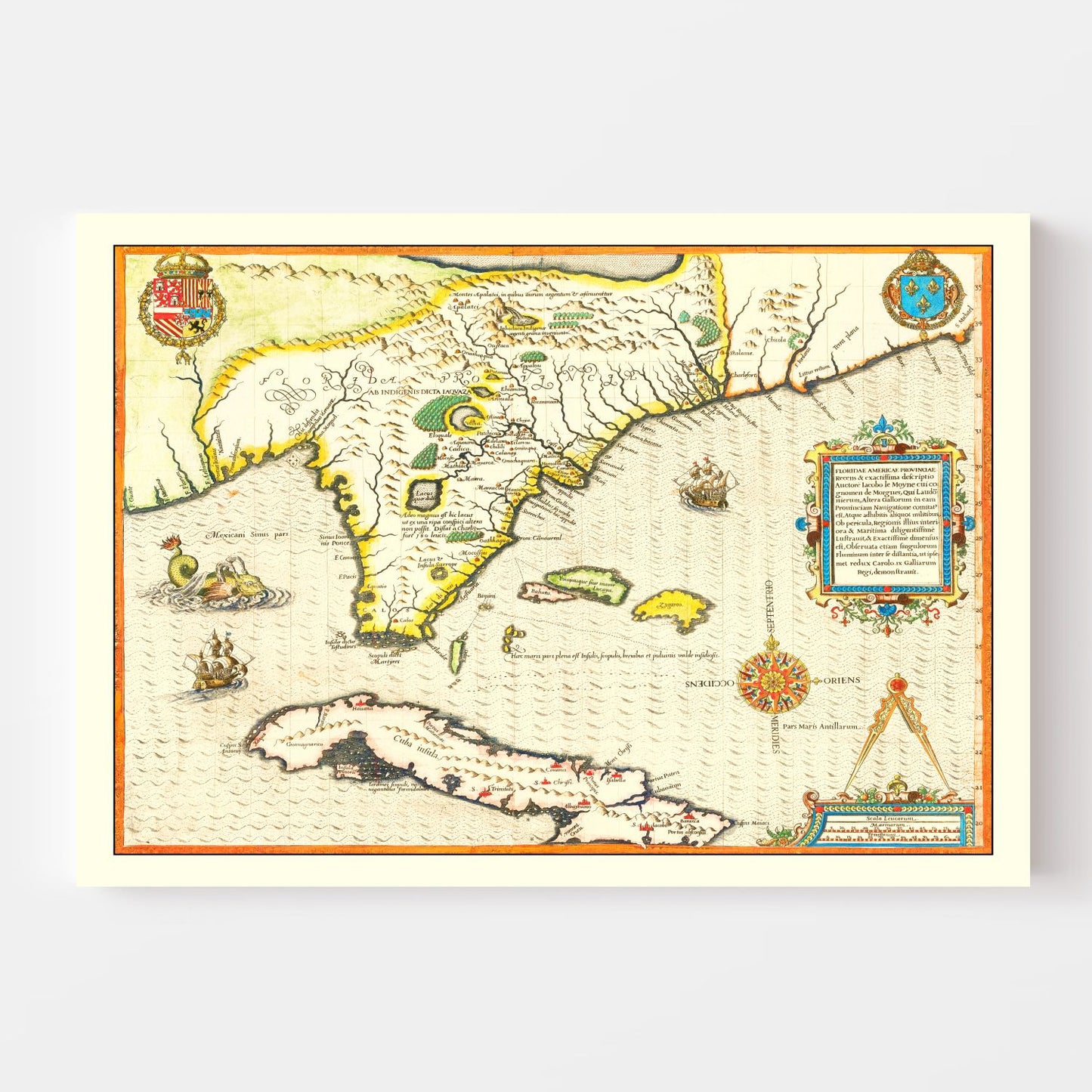 Vintage Map of Florida, 1591
