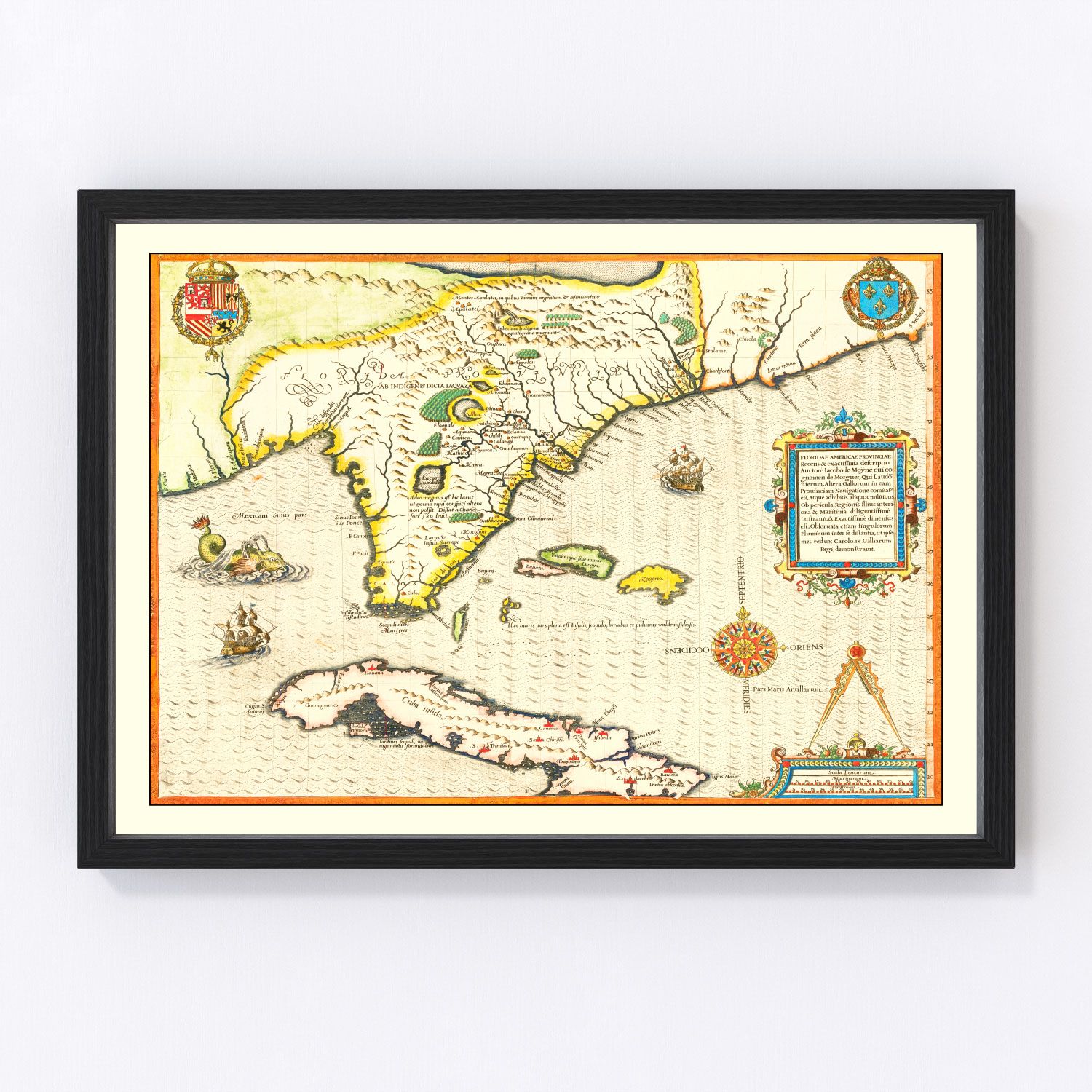 vintage map of Florida, 1591