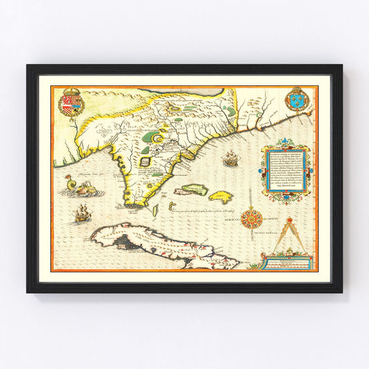 vintage map of Florida, 1591