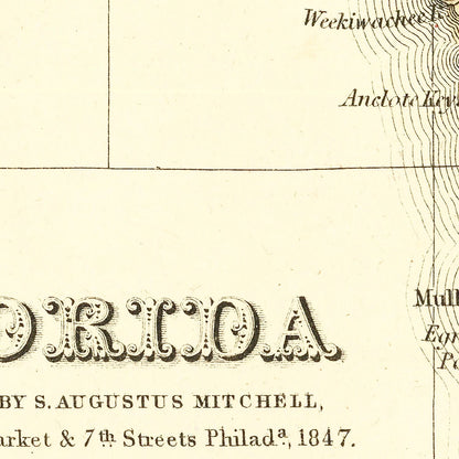 Vintage Map of Florida 1847