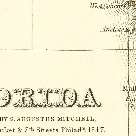 Vintage Map of Florida 1847