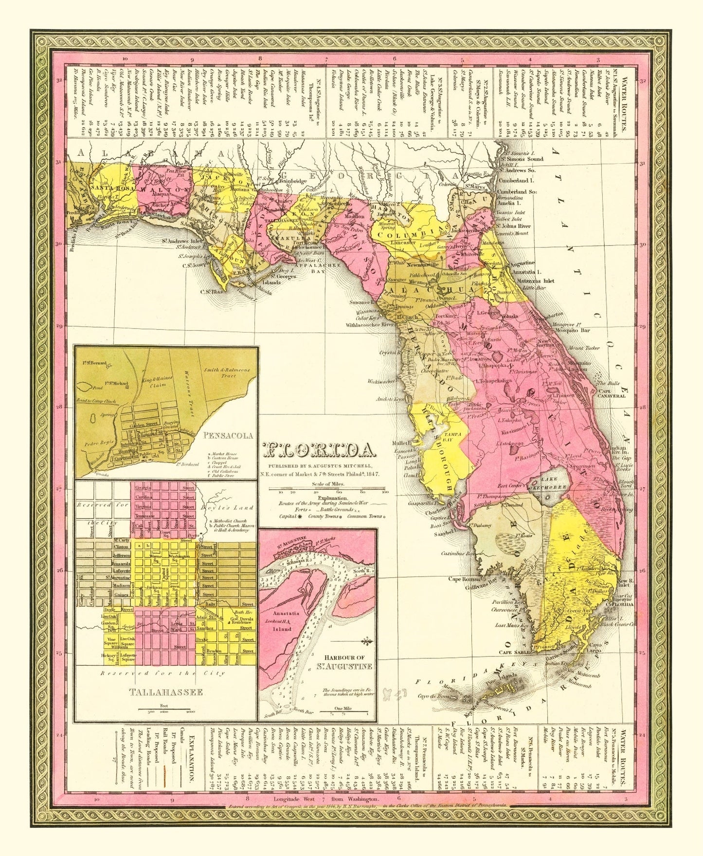 Vintage Map of Florida 1847