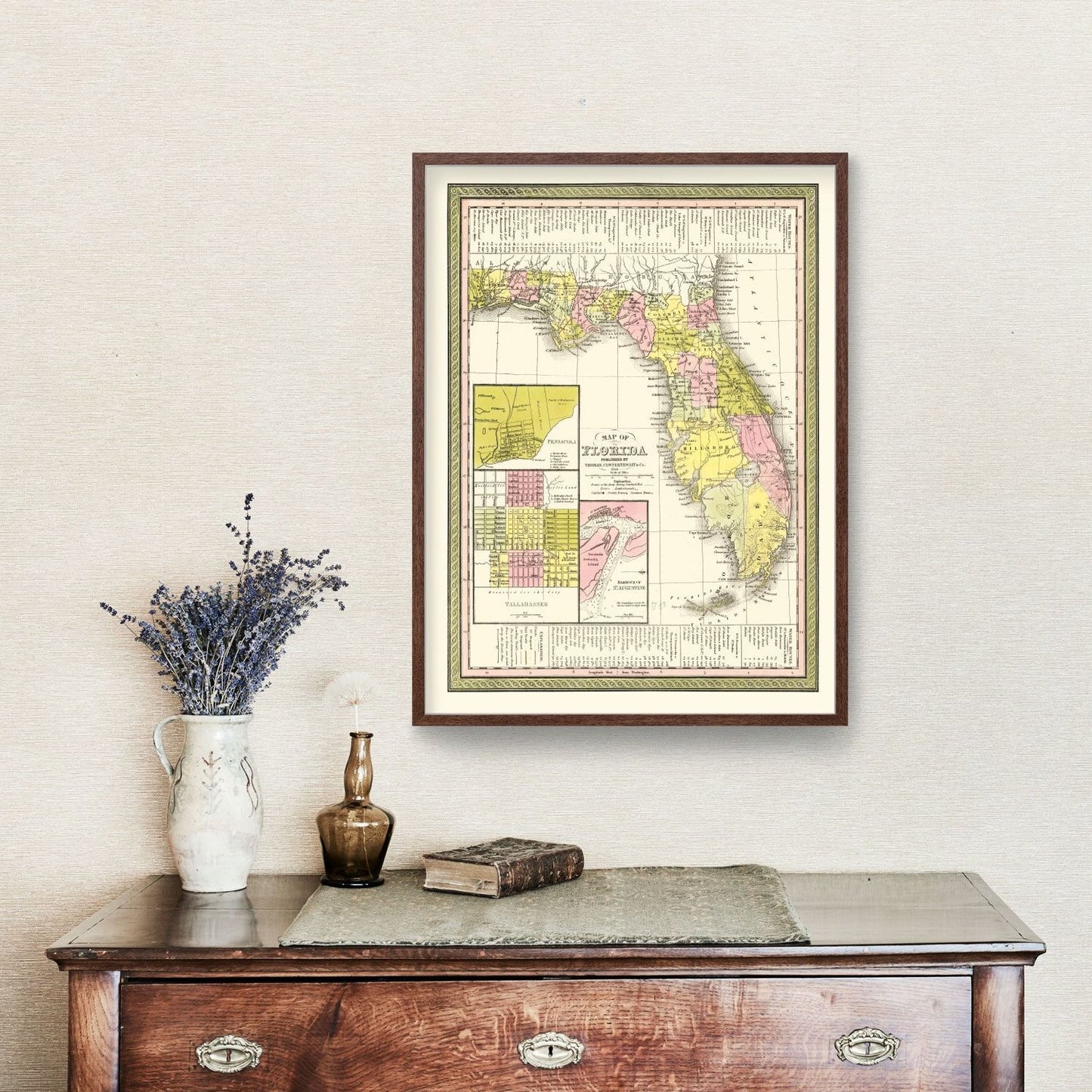 Vintage Map of Florida, 1854