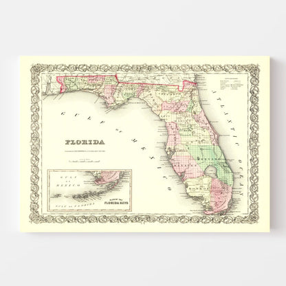 Vintage Map of Florida 1855