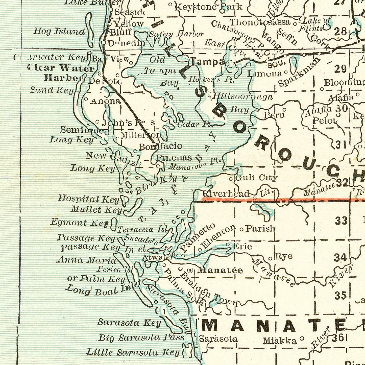 Vintage Map of Florida, 1888