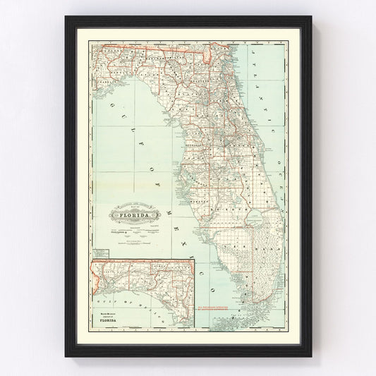vintage map of Florida, 1888