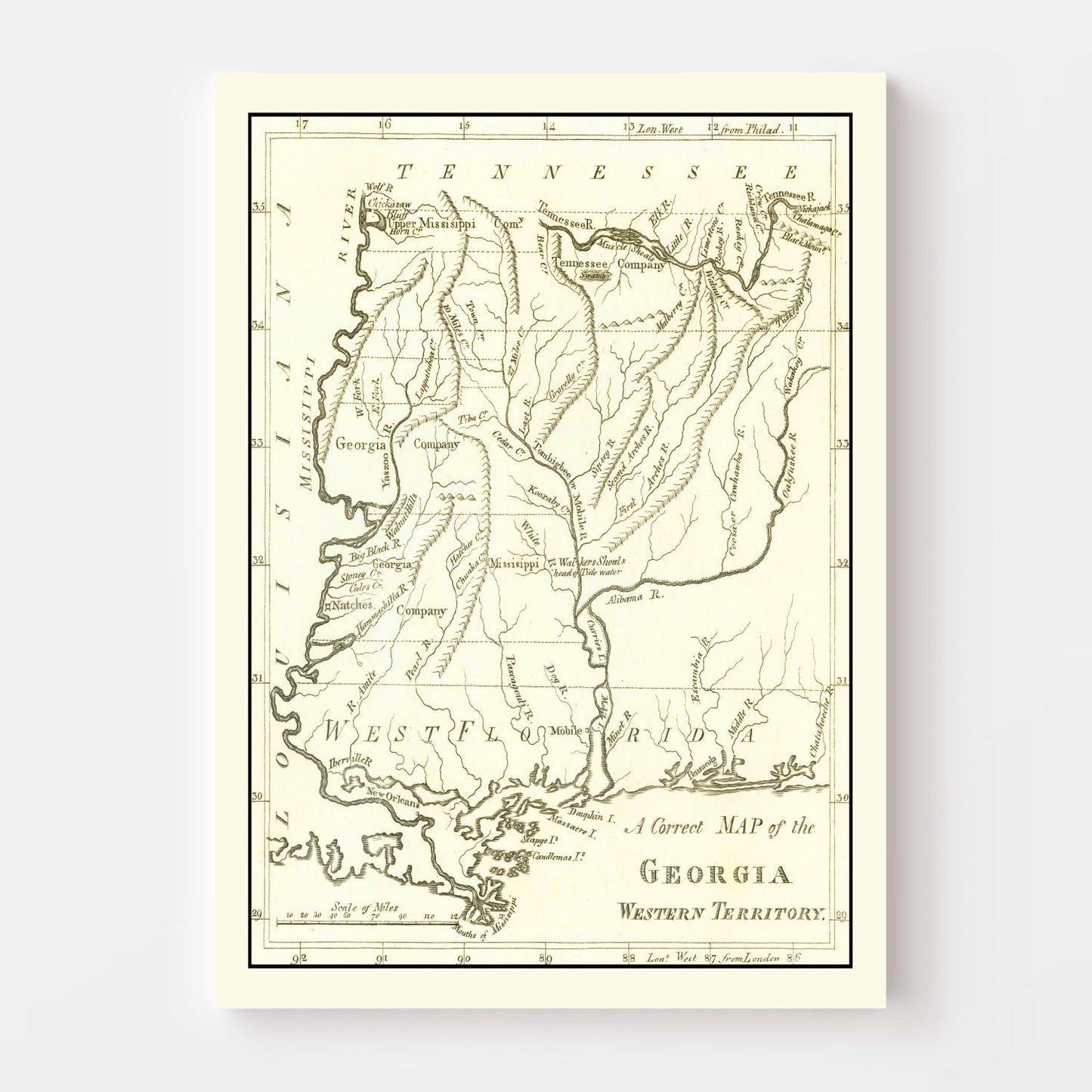 Vintage Map of Georgia, 1797