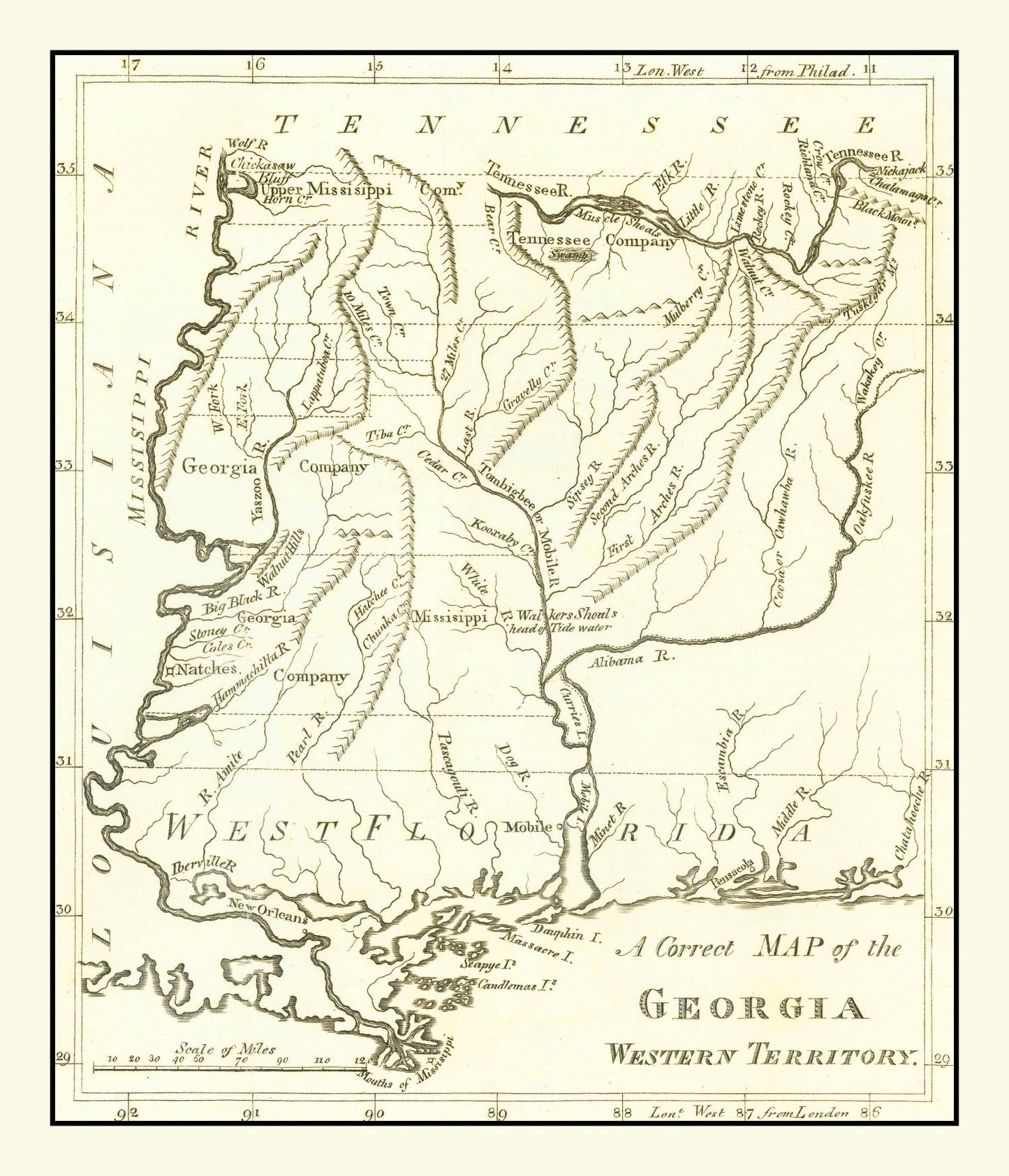 Vintage Map of Georgia, 1797