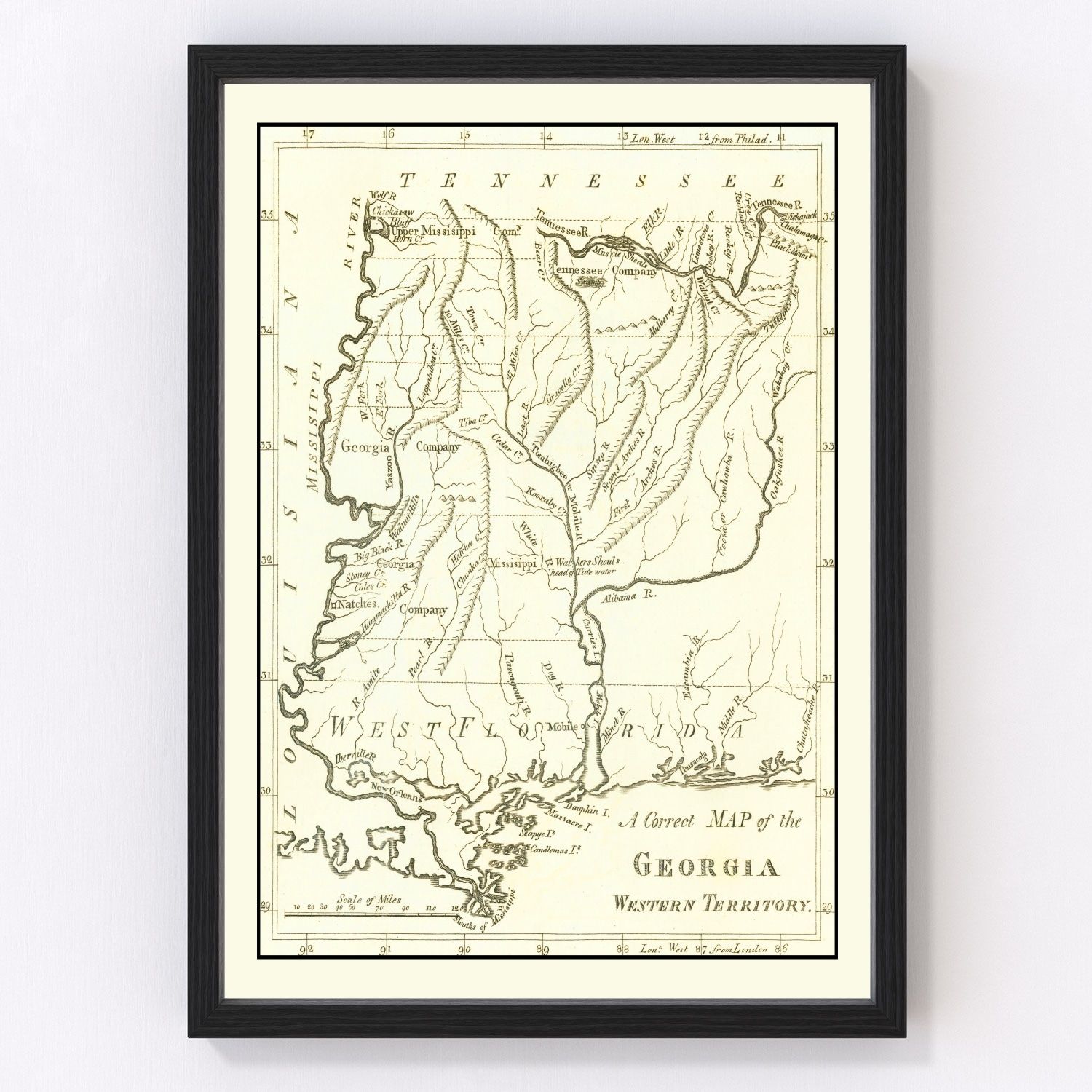 Vintage map of Georgia, 1797