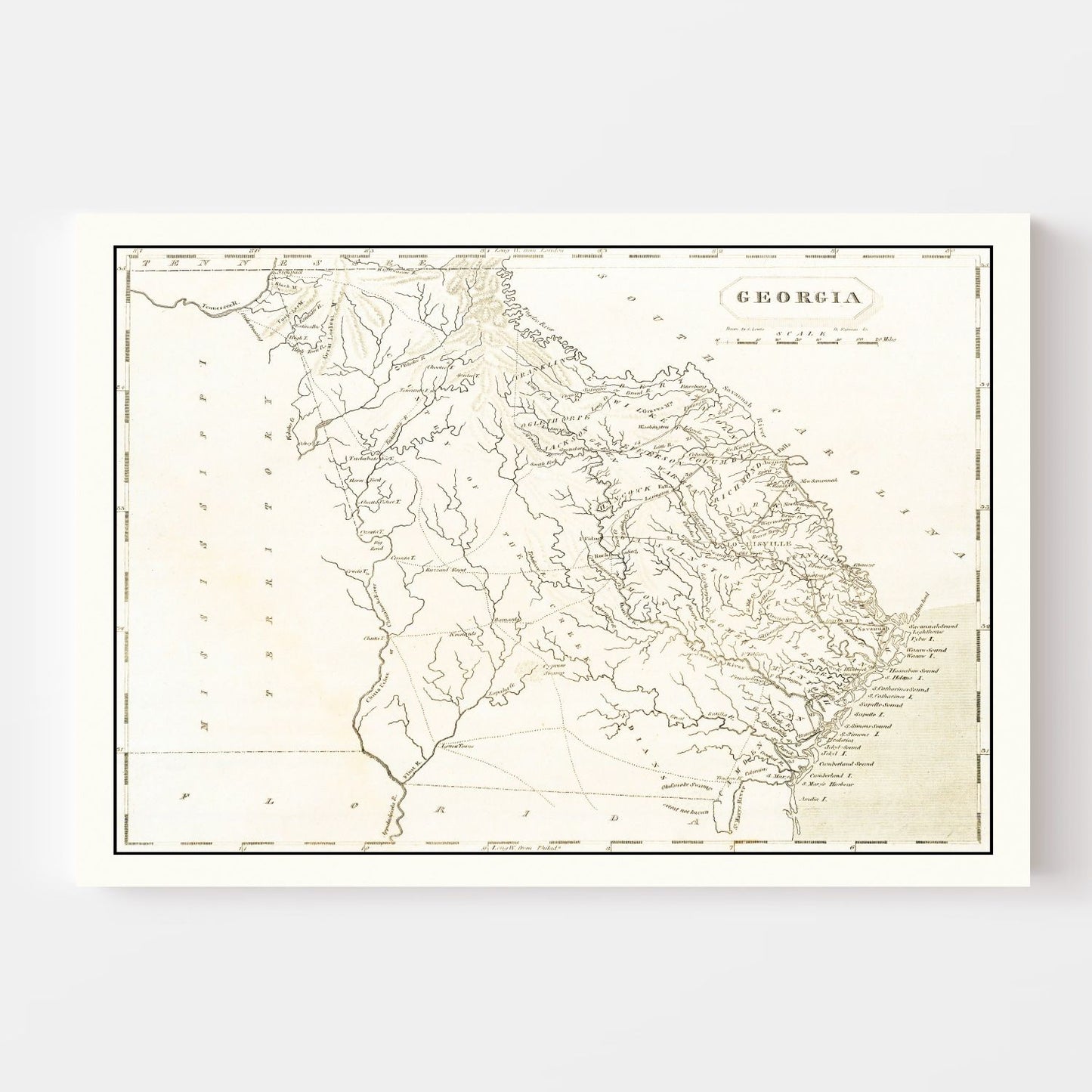 Vintage Map of Georgia, 1805