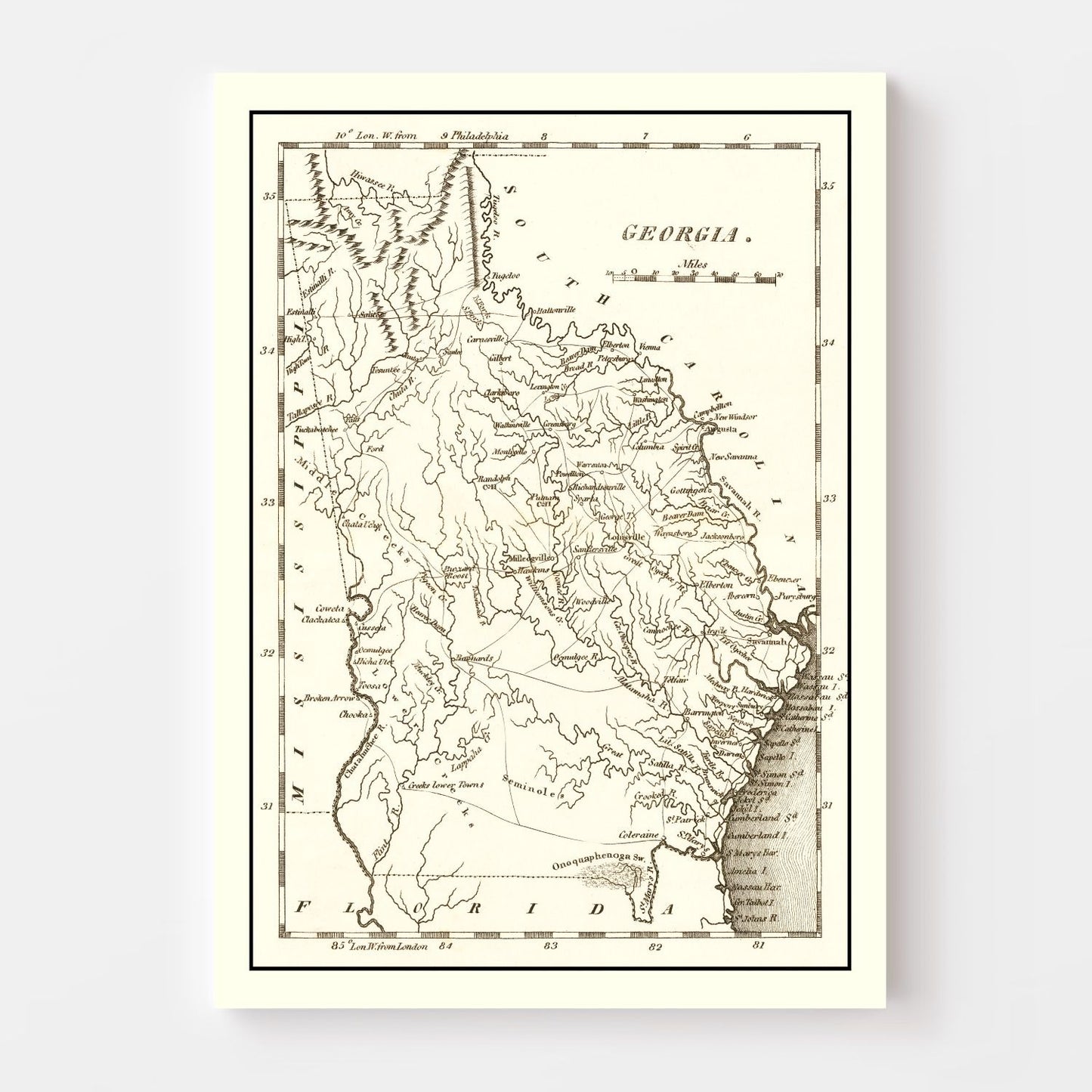 Vintage Map of Georgia, 1814