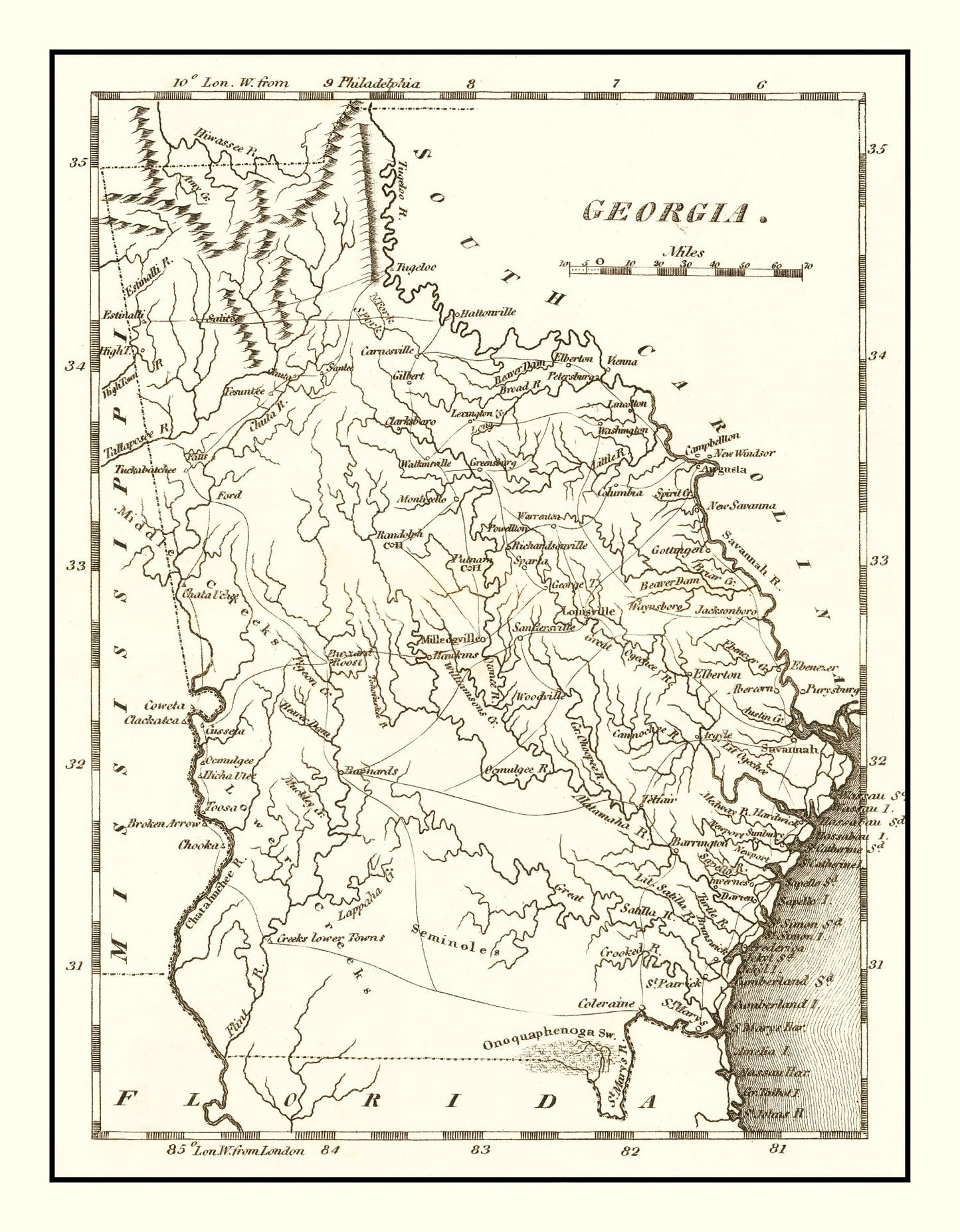 Vintage Map of Georgia, 1814