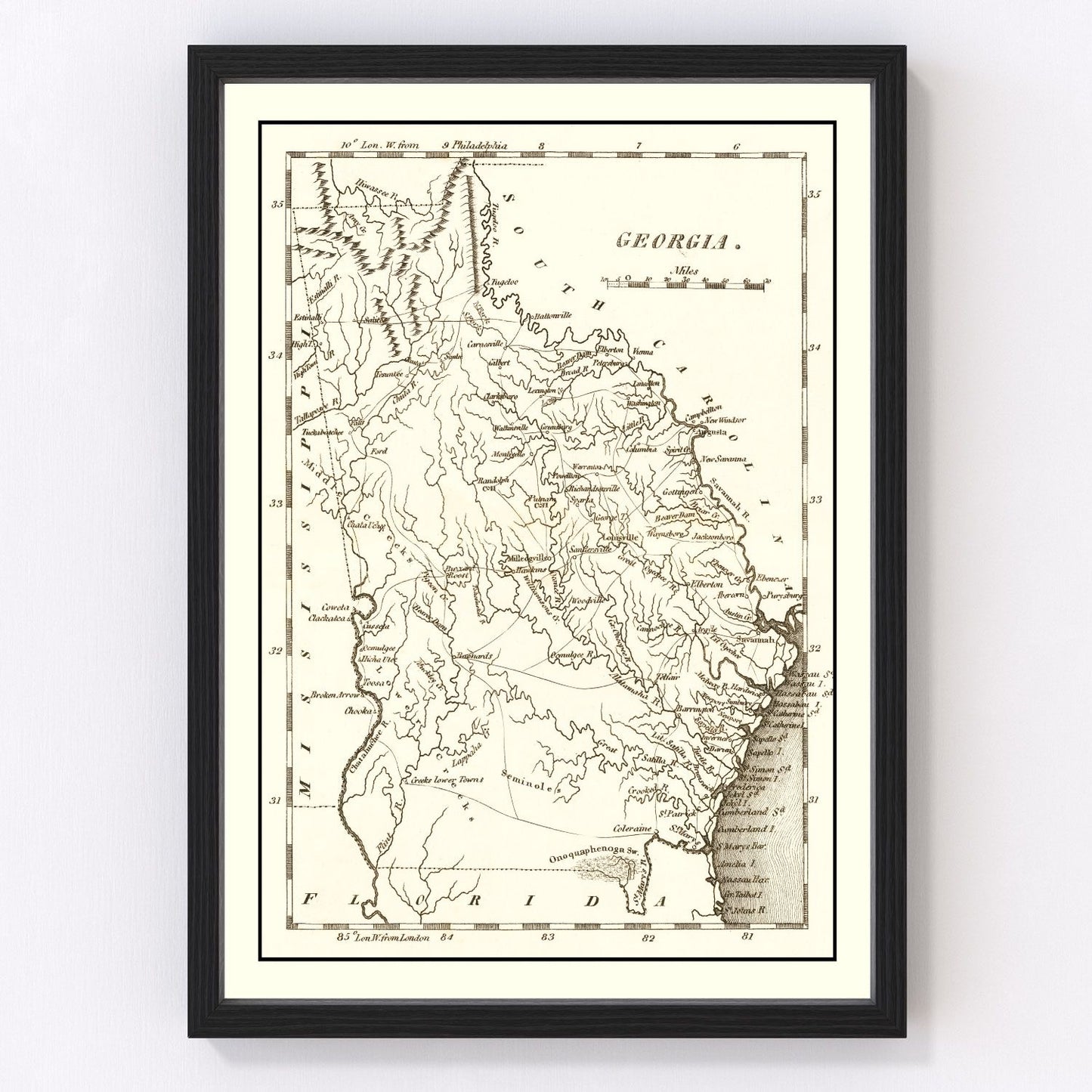 Vintage map of Georgia, 1814