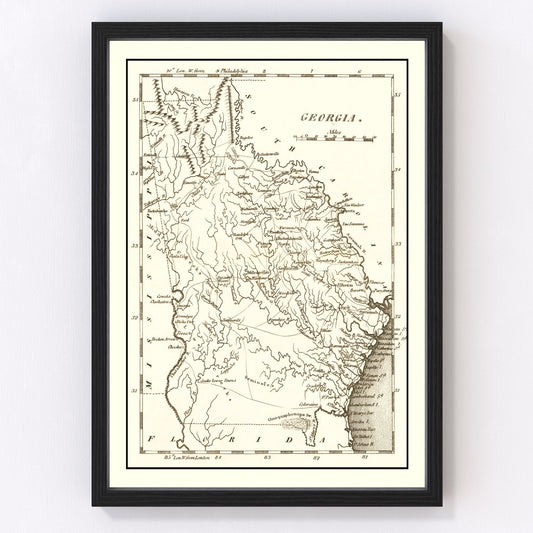 Vintage map of Georgia, 1814