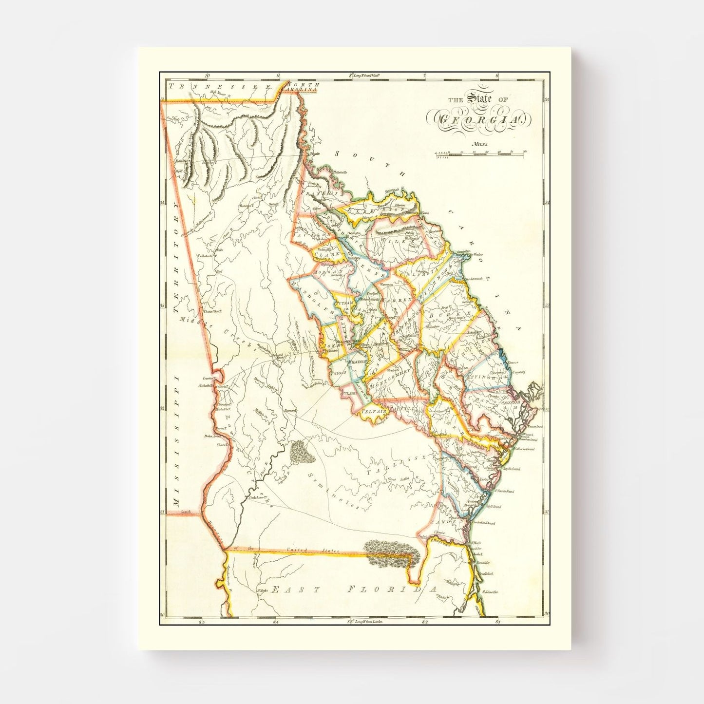 Vintage Map of Georgia, 1814 (No. 2)