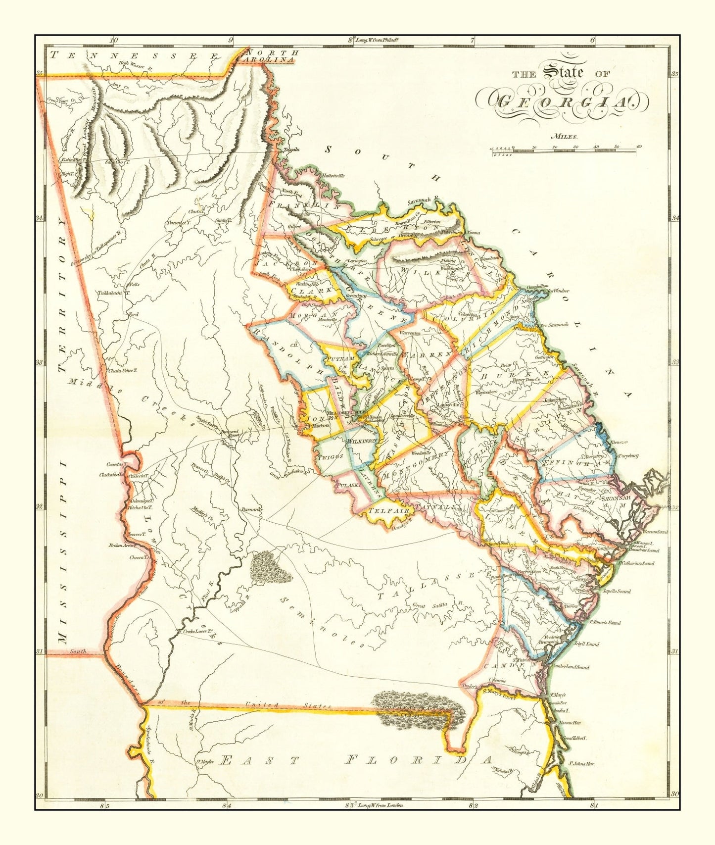 Vintage Map of Georgia, 1814 (No. 2)