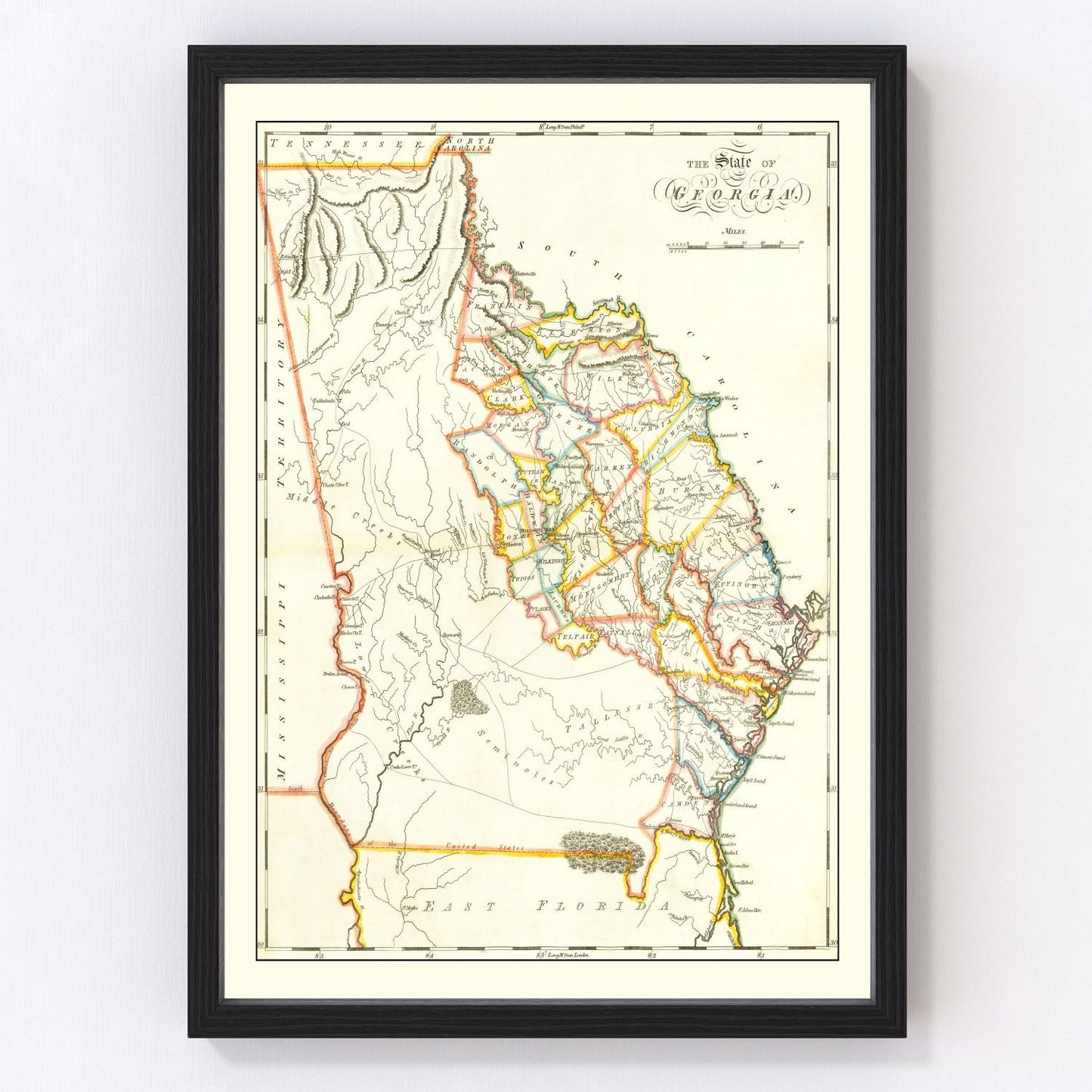 Vintage map of Georgia, 1814