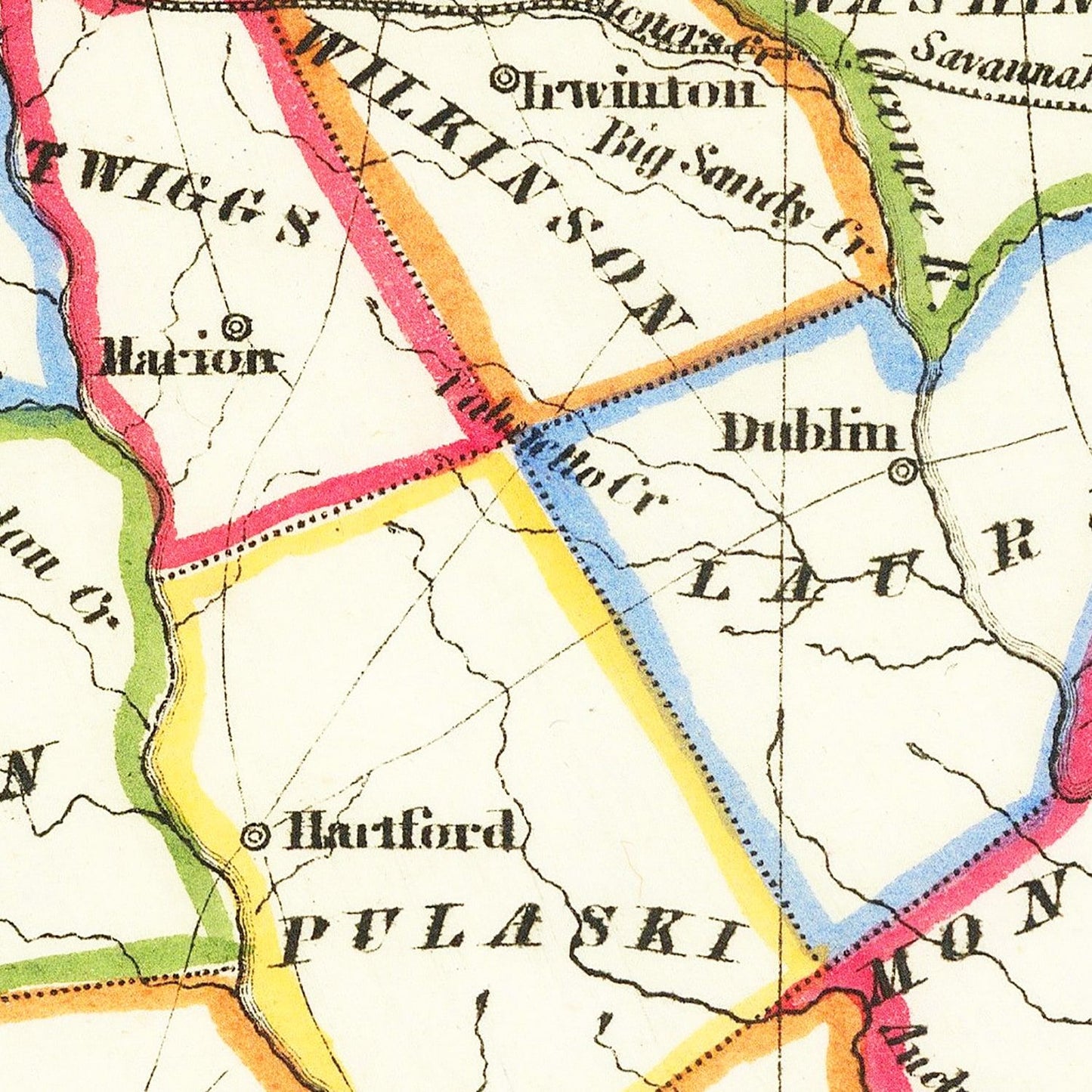 Vintage Map of Georgia, 1836