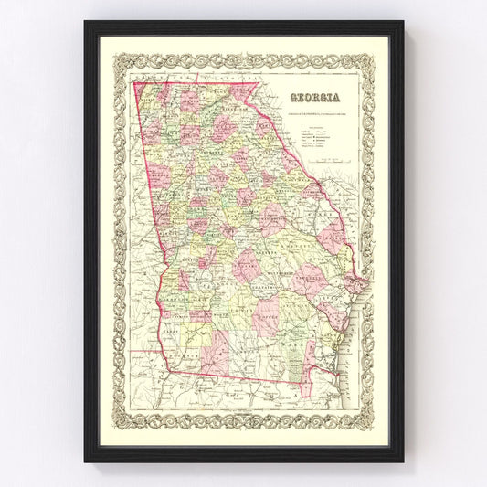 Vintage map of Georgia, 1855