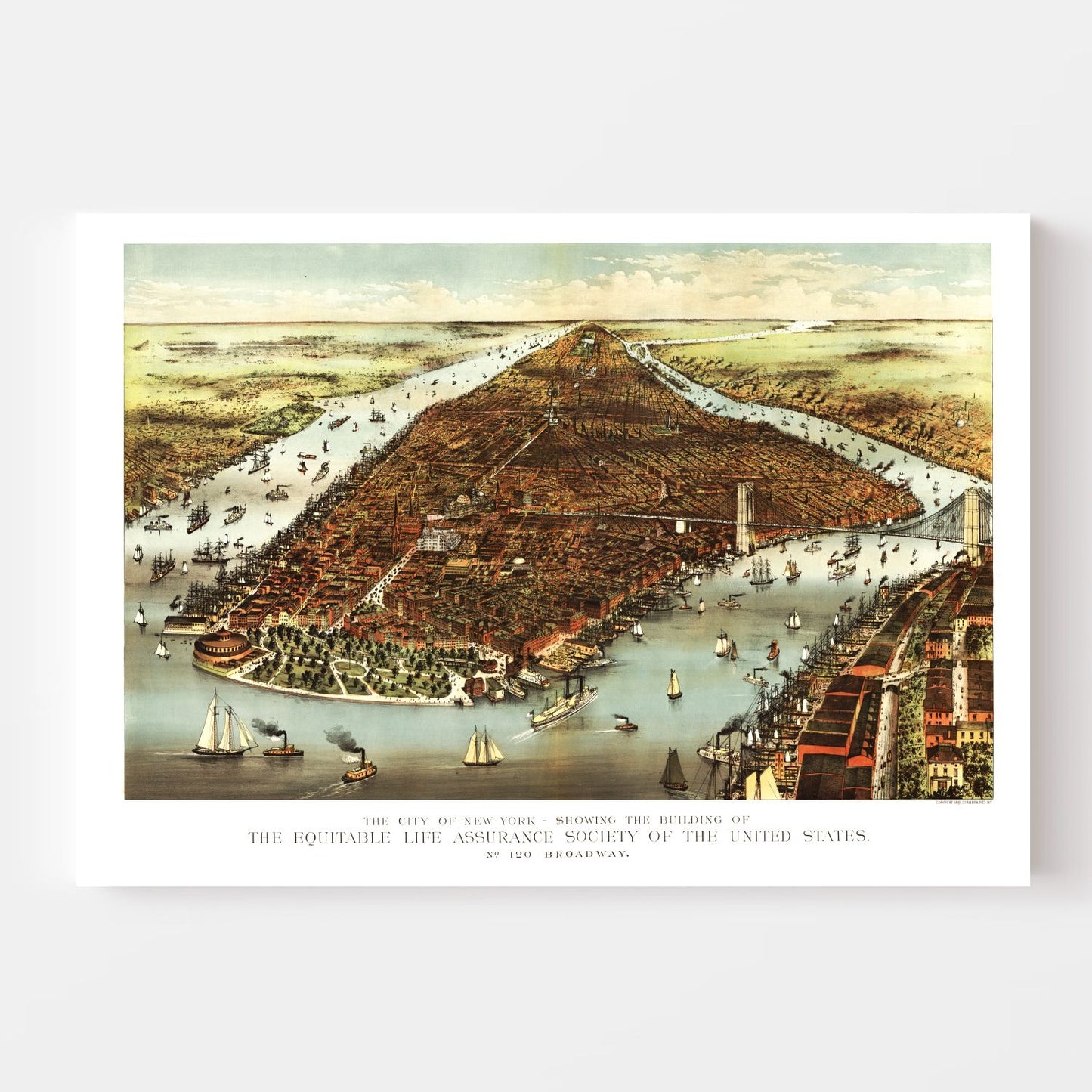 Vintage Map of New York City, New York, 1870 II