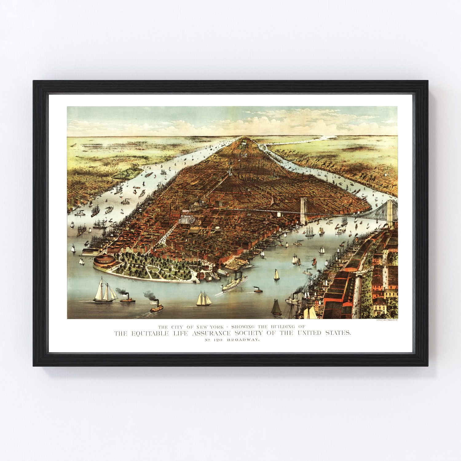 Vintage map of New York City, New York, 1870