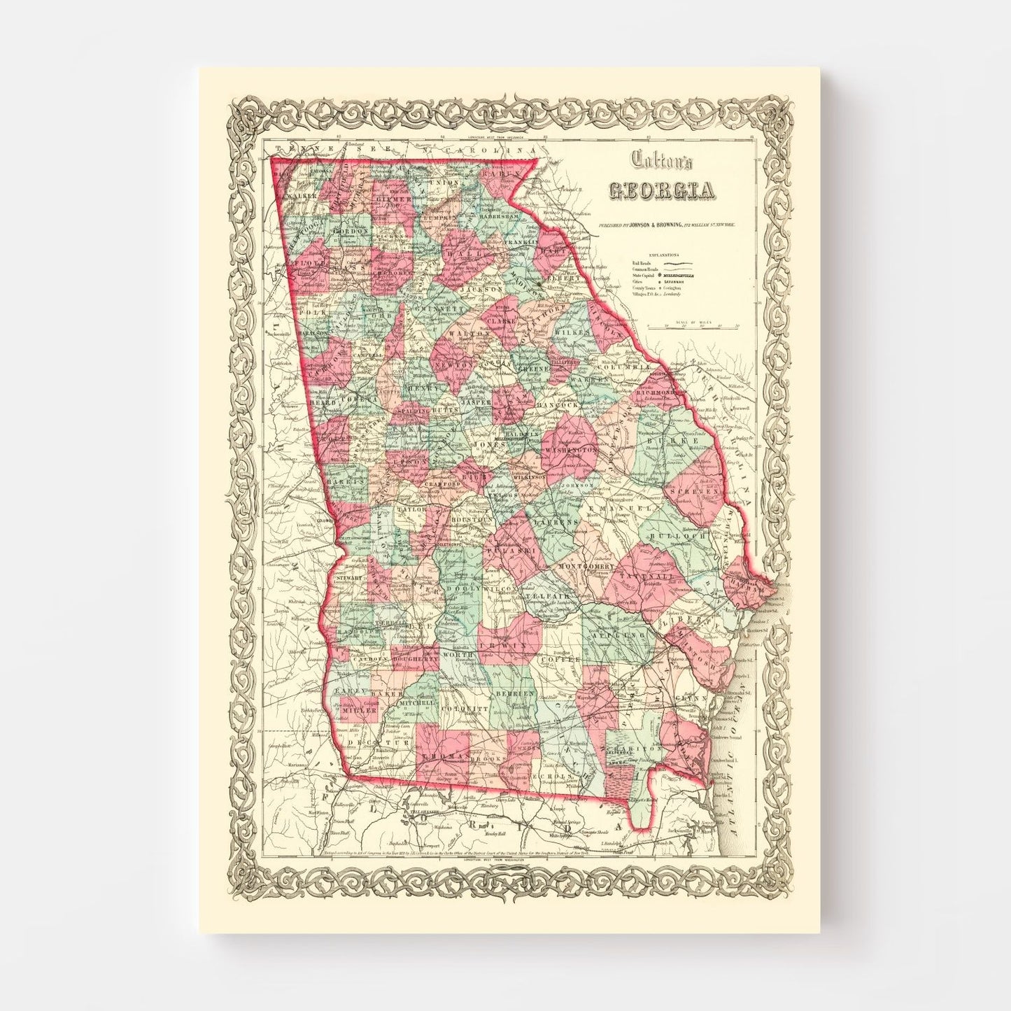 Vintage Map of Georgia, 1859