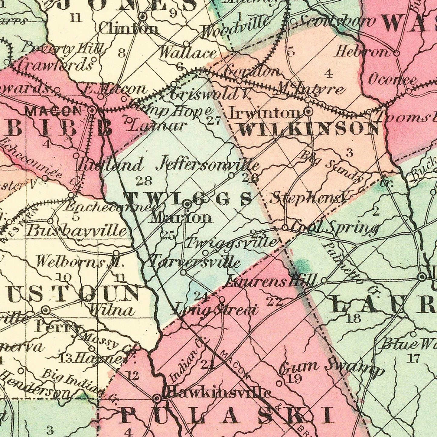 Vintage Map of Georgia, 1859