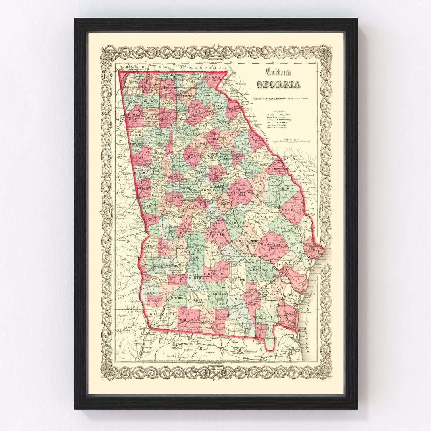Vintage map of Georgia, 1859
