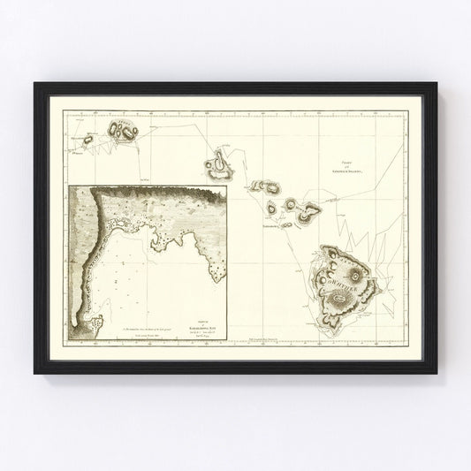 Vintage first map of the Hawaiian Islands, 1784
