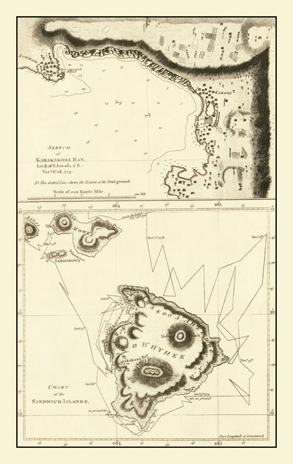 Vintage Map of the Sandwich Islands 1785