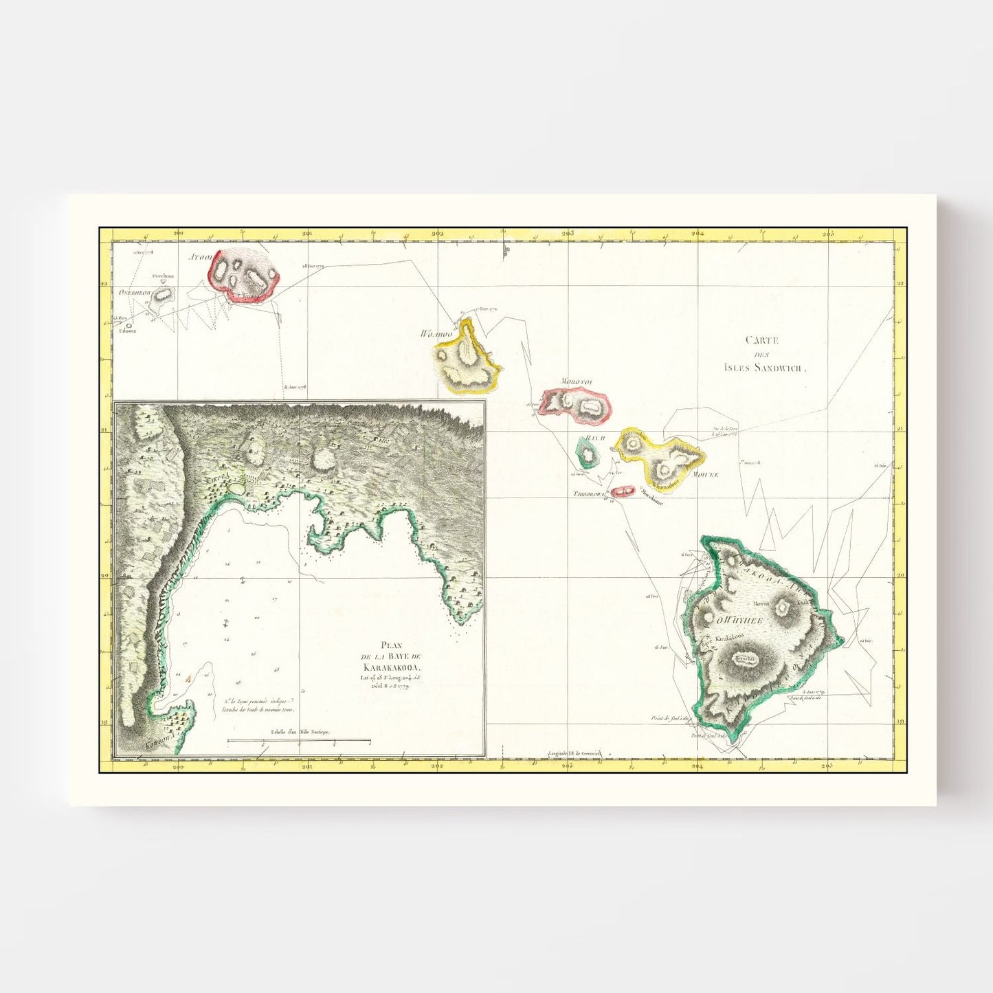 Vintage Map of Hawaii, 1785