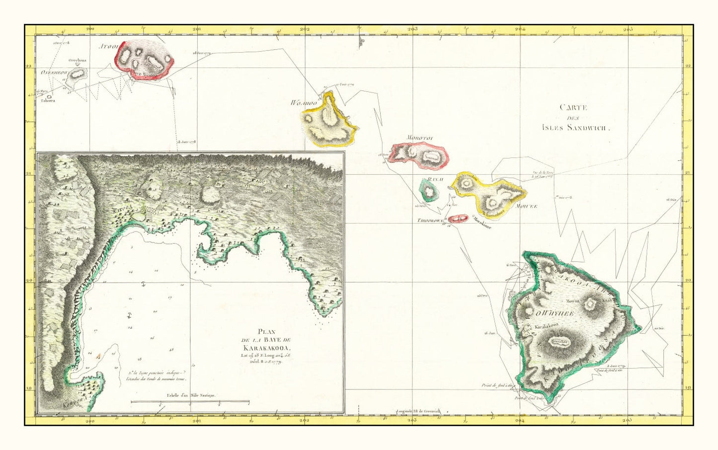 Vintage Map of Hawaii, 1785