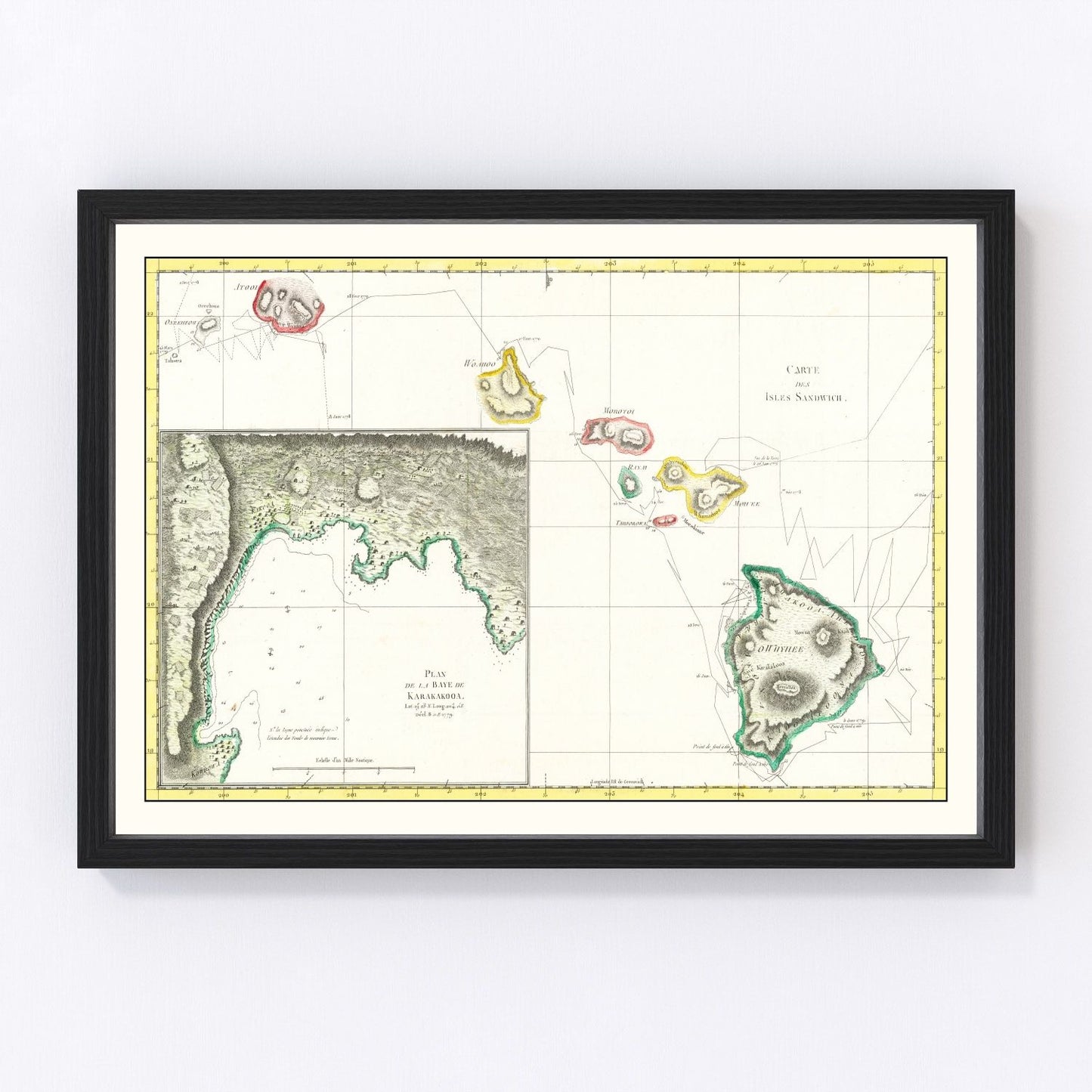 Vintage map of Hawaii, 1785