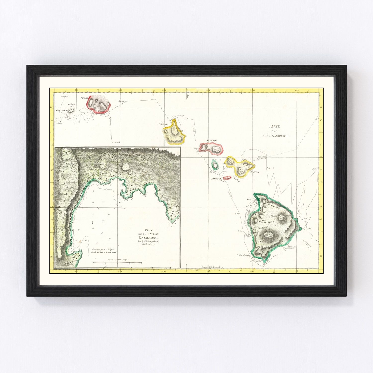 Vintage map of Hawaii, 1785