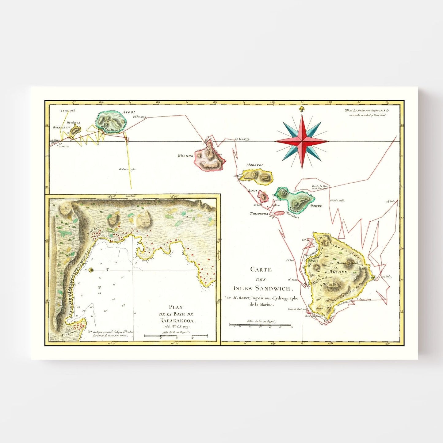 Vintage Map of Hawaii, 1787