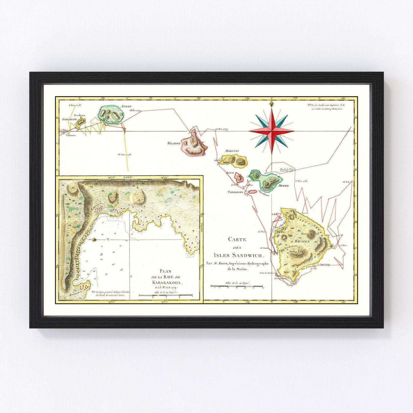 Vintage map of Hawaii, 1787