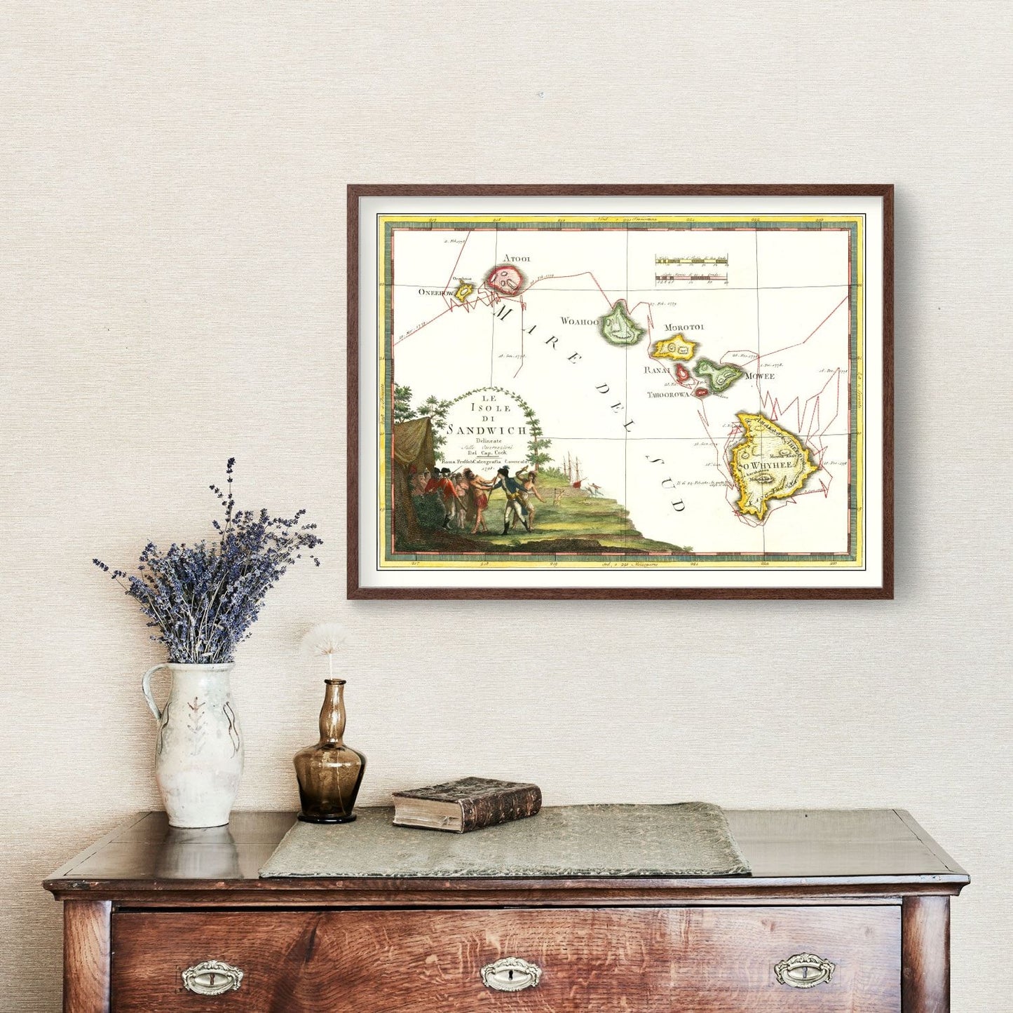 Vintage Map of Hawaii, 1798