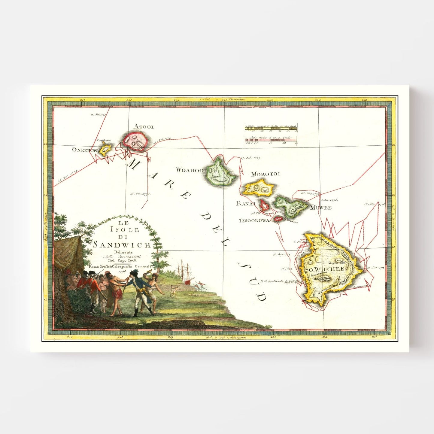 Vintage Map of Hawaii, 1798