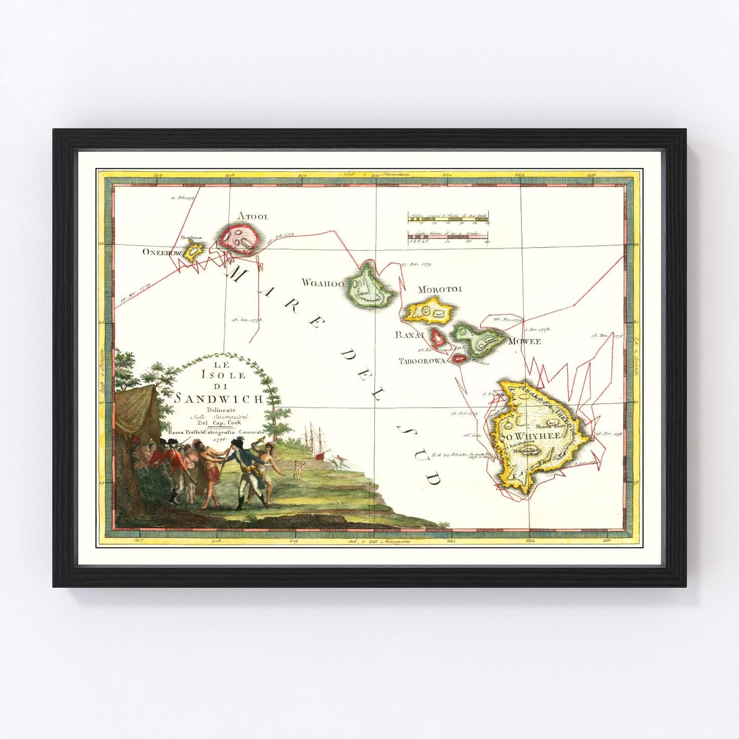 Vintage map of Hawaii, 1798