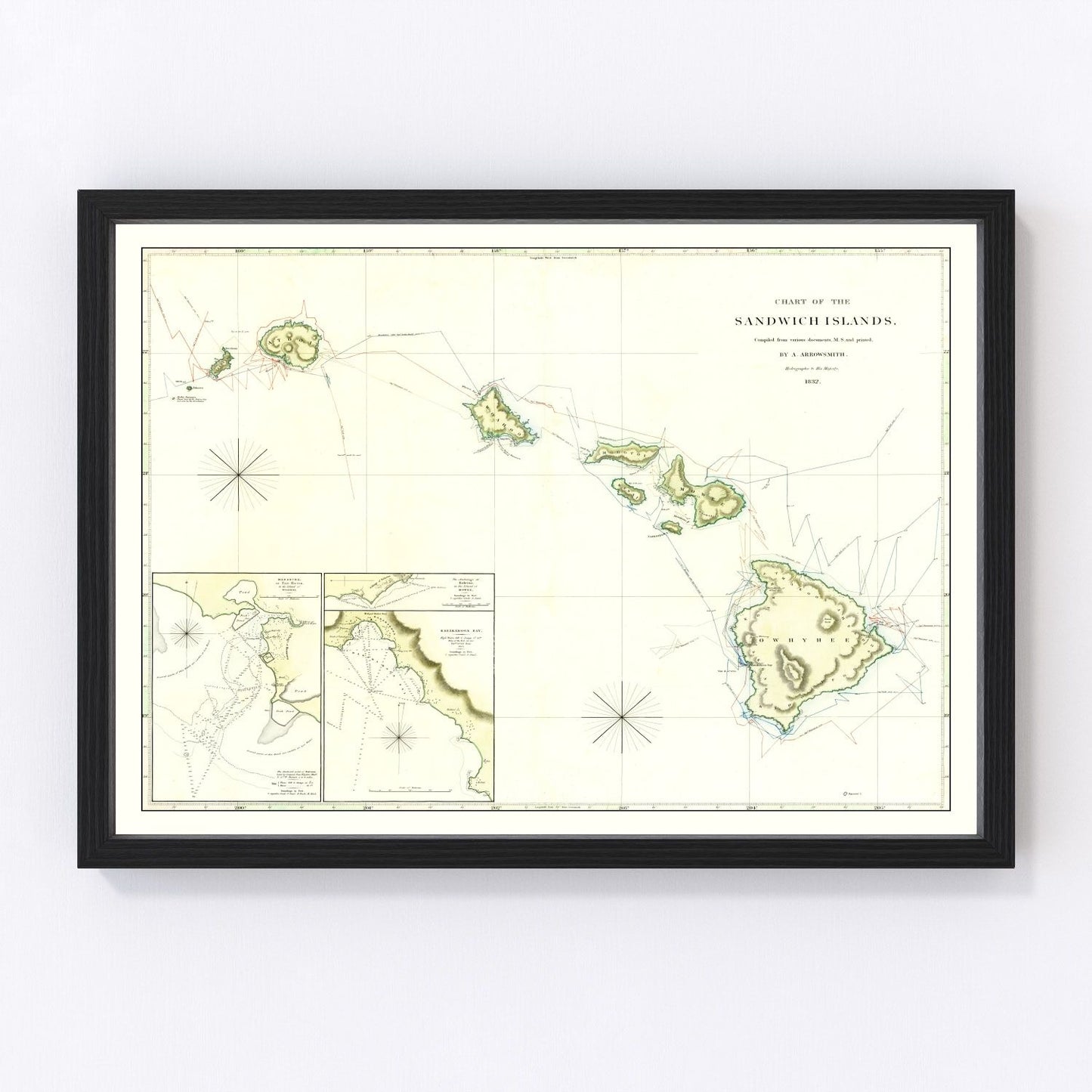 Vintage map of Hawaii, 1832