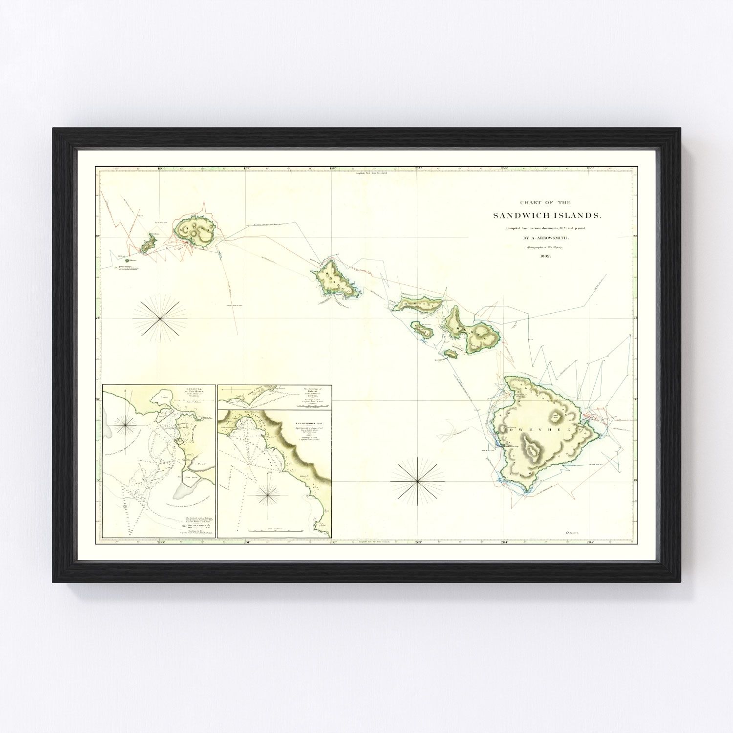 Vintage map of Hawaii, 1832
